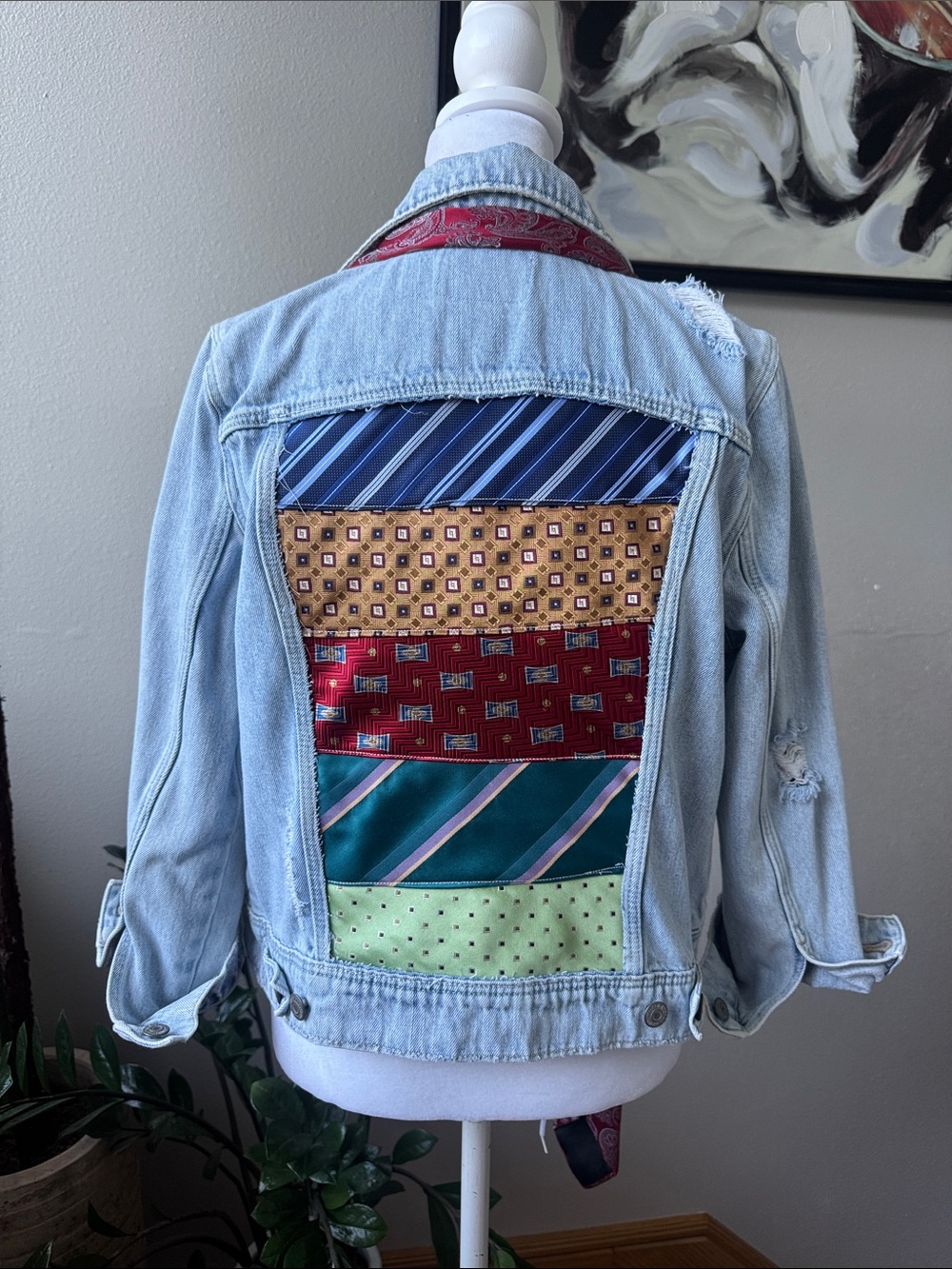 The Tie One On — One-of-a-Kind Upcycled Denim Jacket by BayouStuntWife